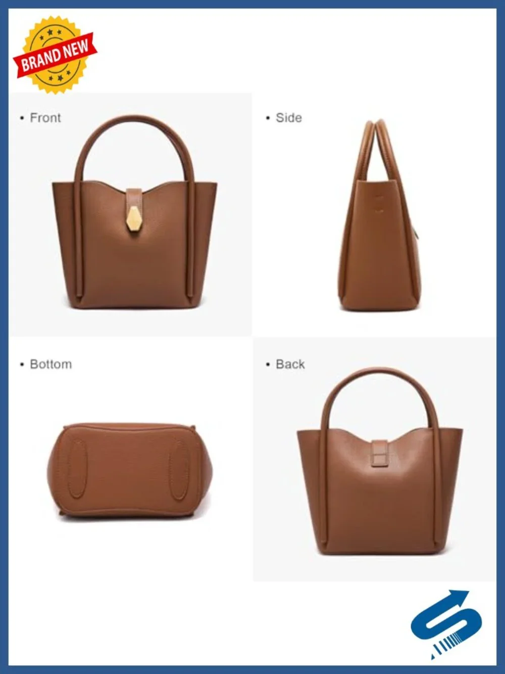 Genuine Leather Bucket Bag Women Crossbody Shoulder Tote